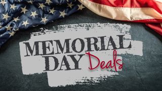 Memorial Day Deals text with a United States flag above it